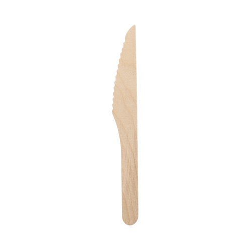 A single PAPSTAR 10 knife, wood "pure" from PAPSTAR GmbH with a serrated edge is photographed against a plain white background.