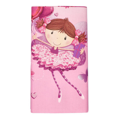 The PAPSTAR tablecloth made of high-quality paper (120 x 180 cm) from PAPSTAR GmbH features a smiling girl in a pink tutu with balloons and gift on a pink background – perfect as a stylish table decoration.