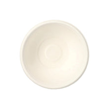 A round, white PAPSTAR bowl made of sugarcane "pure" (Ø 11.2 cm, 200 ml, 200 pieces) by PAPSTAR GmbH is depicted empty from above on a white background. The bowl is environmentally friendly.