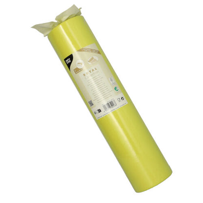 A roll of PAPSTAR table runner, Tissue "ROYAL Collection" 24 m x 40 cm from PAPSTAR GmbH in a plastic packaging, angled to show the brand label and quality details.