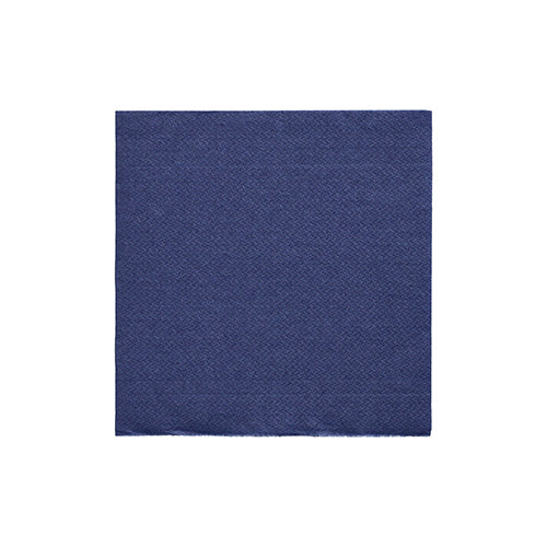 Shown is a square pattern of PAPSTAR GmbH napkins 1/4-fold, 24x24 cm in dark blue from the "DAILY Collection" (20 pieces) with foil finishing in front of a white background.