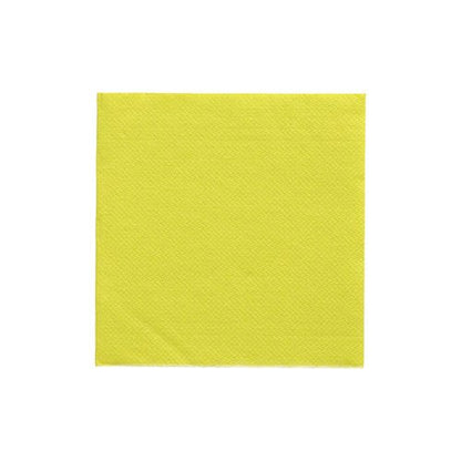 The PAPSTAR napkins 1/4-fold, 24x24 cm lime green from the "DAILY Collection" by PAPSTAR GmbH (20 pieces) are shown for stylish table decoration in the photo squarely on a white background and display their textured, fresh color.