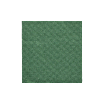 A simple, square PAPSTAR napkin 1/4-fold (24x24 cm) in dark green from the "DAILY Collection" (20 pieces) of PAPSTAR GmbH lies centrally on a white background.