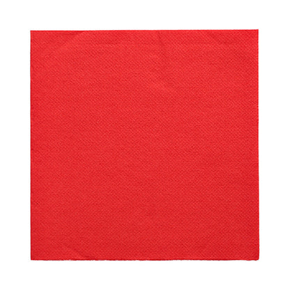 A red PAPSTAR 1/4-fold napkin (32x32 cm) from the “DAILY Collection” by PAPSTAR GmbH is shown flat on a white background and features a subtle texture pattern – ideal for a modern table decoration.