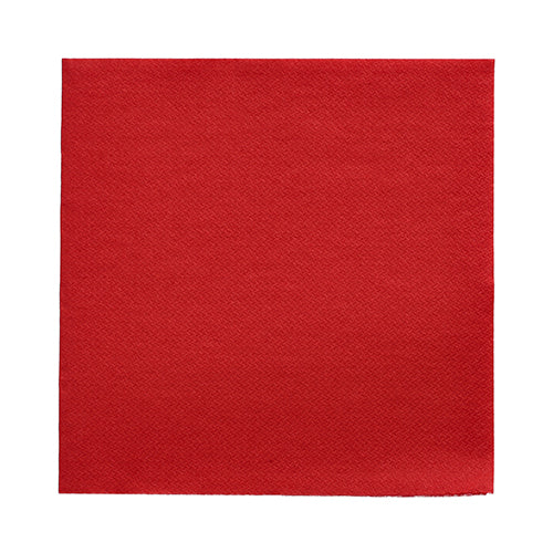 On a white background lies a red napkin from PAPSTAR GmbH from the DAILY Collection (32x32 cm, 1/4-fold) with a slightly textured surface – ideal for a stylish table decoration.