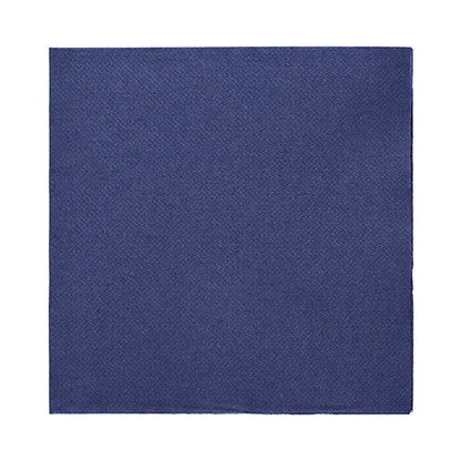 The 20 napkins "DAILY Collection" 1/4-fold, 32x32 cm, from PAPSTAR GmbH present themselves in plain dark blue with simple structure and straight edges – ideal for any table decoration, presented against a white background.
