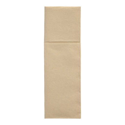 A brown PAPSTAR 50 napkins "DAILY Collection" (48 x 30 cm, cutlery fold) by PAPSTAR GmbH, folded lengthwise and presented on a white background.