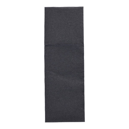 A dark gray PAPSTAR 50 napkins "DAILY Collection" (48x30 cm, cutlery fold) by PAPSTAR GmbH lies flat on a white background and is folded horizontally at the top, creating two different sections.