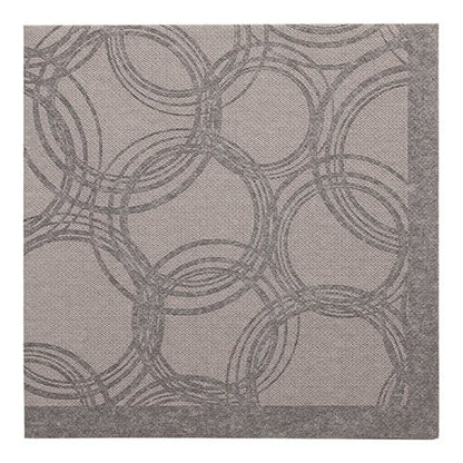 Square carpet with a light gray background and a dark gray border with a circular ring pattern - ideal for combining with PAPSTAR 50 napkins "ROYAL Collection" 1/4-fold 40 x 40 cm gray by PAPSTAR GmbH for a coordinated, elegant style.