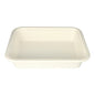 The PAPSTAR Gastronorm container GN 1/2 is a rectangular, white food tray made of sugarcane from PAPSTAR GmbH, with rounded corners and a slightly raised edge, depicted on a white background. The package contains 1 piece.