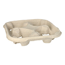 A PAPSTAR GmbH carrying tray "To Go" made of natural-colored cardboard (4.7x22.4 cm) for cups, shown slightly tilted on a white background (110 pieces per pack).