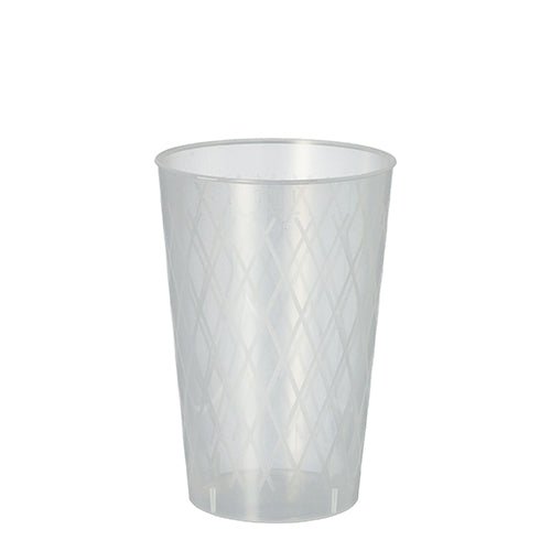 The Starpak 40 reusable glasses for apple wine (0.25 l, Ø 7 cm, 10.5 cm) are unbreakable plastic cups with a subtle diamond pattern – perfect for apple wine and as a sustainable option in shrink wrap (40 pieces).