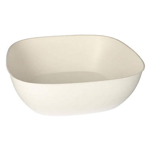The PAPSTAR sugarcane bowls, 10 cm, white, "Belle Vie" (6 pieces) by PAPSTAR GmbH are biodegradable white, square bowls with rounded edges - ideal for a sustainably set table.