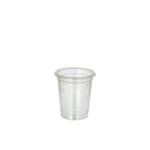 A Starpak PET schnapps glass from the set 'Starpak 40 Glasses for Schnapps' is centered on a white background. The crystal-clear, robust drinking vessel is empty and has a slightly flared rim.