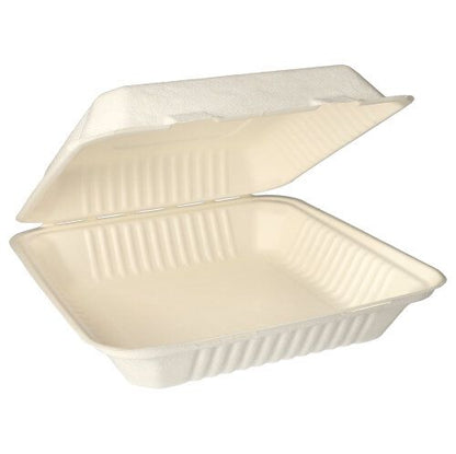 The PAPSTAR 25 menu boxes, sugarcane “pure” white from PAPSTAR GmbH are rectangular, white, compostable take-away containers made from sustainable sugarcane fiber with ribbed sides – ideal for environmentally friendly take-out catering.