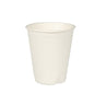The PAPSTAR sugarcane drinking cup "pure", white, 8 cm by PAPSTAR GmbH is shown against a white background. The sustainable cup is ideal for hot drinks and comes in a 12-pack wrapped in shrink film.