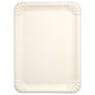 The PAPSTAR serving platters sugarcane "pure" rectangular 26x35 cm, white (25 pieces) by PAPSTAR GmbH are simple, rectangular, cream-colored disposable plates with rounded edges and ribbed corners - ideal as environmentally friendly disposable serving platters.