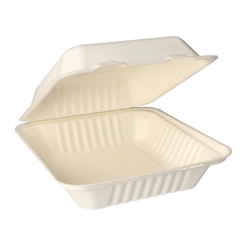 The PAPSTAR 25 menu boxes, sugarcane “pure” white from PAPSTAR GmbH are a biodegradable, white rectangular catering box with ribbed edges for extra stability – perfect for the need for environmentally friendly menu boxes.