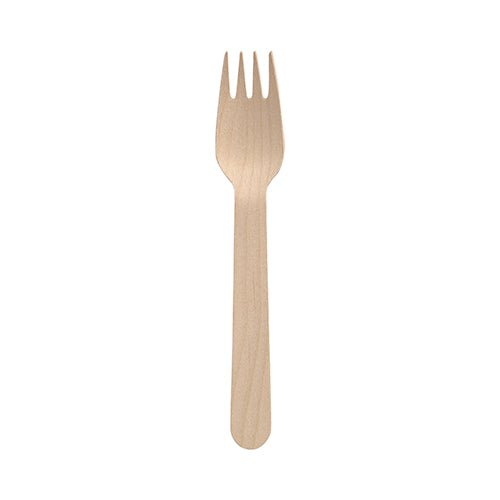 A single PAPSTAR GmbH fork "pure" made of wood (16 cm), environmentally friendly and stable, is seen on a white background.