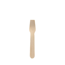 A PAPSTAR ice cream spoon wood "pure", 9.4 cm, environmentally friendly and stable ice cream stick from PAPSTAR GmbH with a wide head and round handle, depicted individually on a white background.