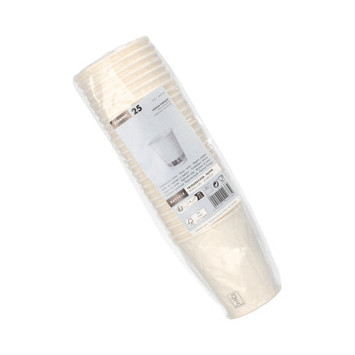 Starpak 25 paper cups, 0.2l, Ø8cm, 9.2cm high, white and individually wrapped in foil with label (product info & barcode); Perfect as a practical cup for events.
