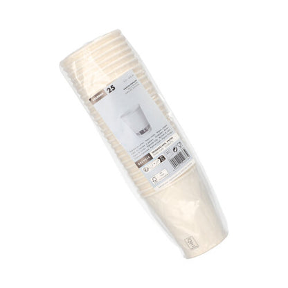 Starpak 25 paper cups, 0.2l, Ø8cm, 9.2cm high, white and individually wrapped in foil with label (product info & barcode); Perfect as a practical cup for events.