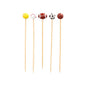 The finger food picks "Sport" (12.5 cm, pack of 40) from PAPSTAR GmbH are perfect for party snacks. They are each equipped with a sports ball (tennis, baseball, American football, soccer, basketball) and arranged in a straight line on a white background.