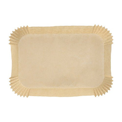 The 100 baking papers for square air fryers from PAPSTAR GmbH are rectangular, unbleached, non-stick baking papers with wavy edges - ideal for air fryers.
