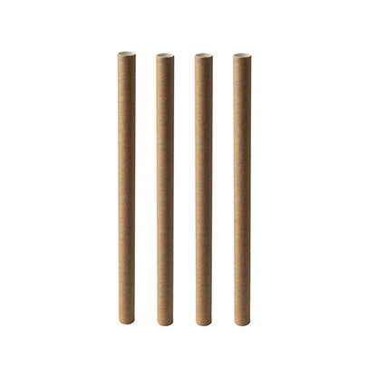 Four PAPSTAR bubble tea straws "pure" (Ø 12 mm, 20 cm, brown, environmentally friendly) from PAPSTAR GmbH stand upright in a row on a plain white background.