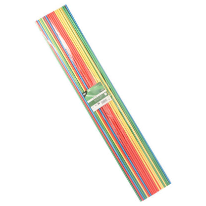 A pack of 50 PAPSTAR Maxi Paper Straws (Ø 6 mm, 80 cm) in various colors, packed in clear foil with a label. Brand: PAPSTAR GmbH.