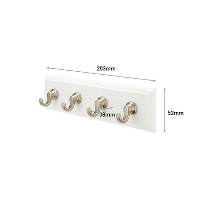 The Command™ key rail in quartz, HOM18-Q from 3M Deutschland GmbH is a white, wall-mounted rail with four silver hooks (203x52mm, 38mm hook spacing) for key storage and easy installation in any room.