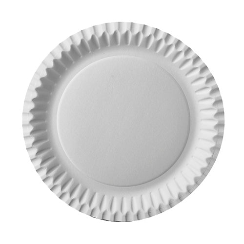 The Starpak 50 plates, round cardboard from Starpak is a simple, round white paper plate with a slightly raised edge – perfect for parties and events.