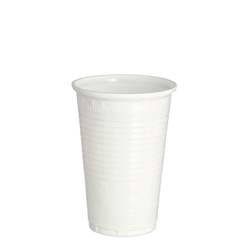 A white Starpak 100 drinking cup (PP, 0.2 l, Ø 7.03 cm, 9.9 cm) stands upright against a white background - practical for daily use. Packaging: foil with 100 pieces.