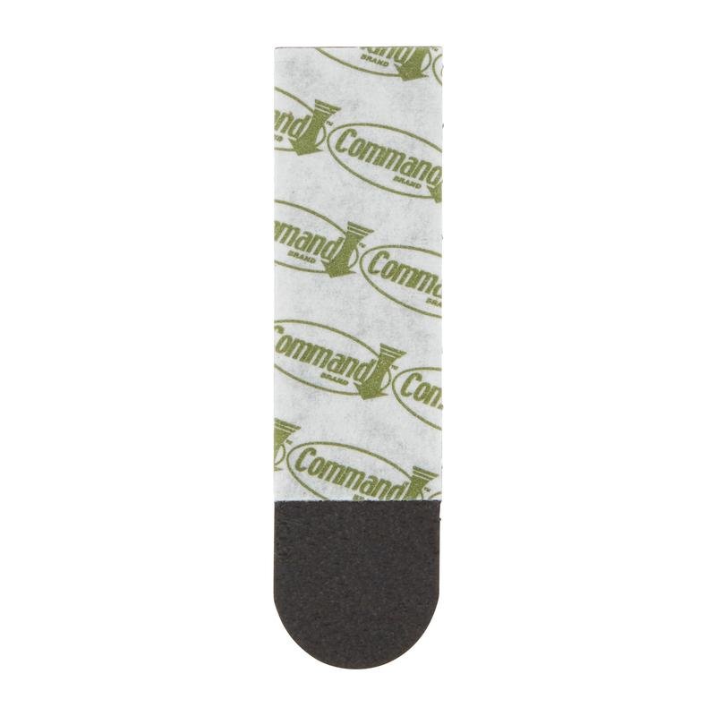A single 3M Command™ Picture Hanging Strip S, small, black (17202BLK), green on white with a rounded black tab, is depicted vertically against a plain white background - ideal for hanging pictures without nails.