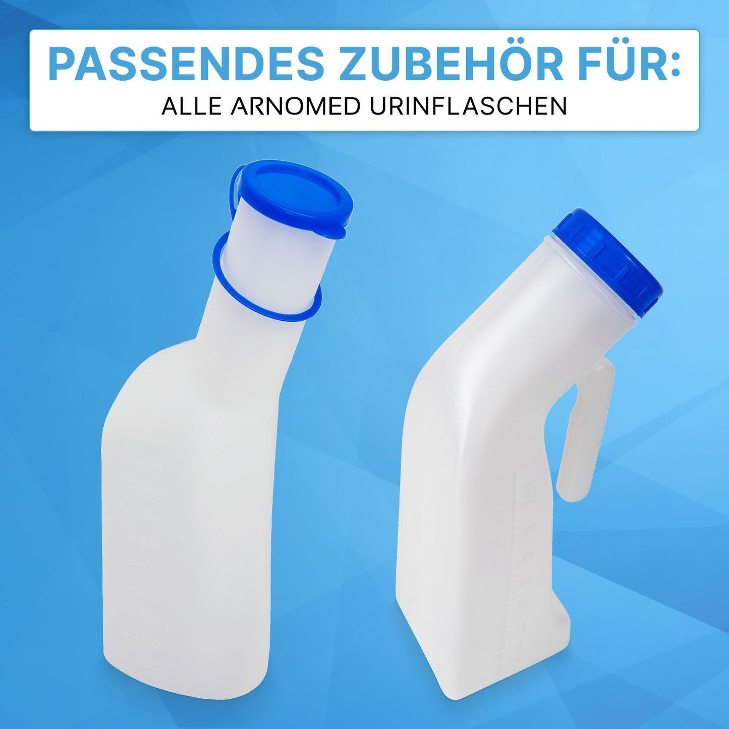 A white ARNOMED urine bottle holder by ARNOWA GmbH (1 piece) is shown, suitable for all Arnomed urine bottles - ideal for storing urine bottles and other medical accessories.
