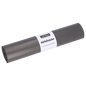 Pictured is a DEISS 94030 garbage bag roll (340+300x740x0.05 mm, gray, 25 pieces) from EMIL DEISS KG (GmbH + Co.) with a white label with the inscription "DEISS garbage bags" on a solid white background.