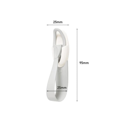 The 3M Deutschland GmbH Command™ Cable Holder, 17304-FR, in white and gray, is 25 mm wide and 95 mm high. It features a curved base and a rounded, swiveling hook that helps prevent cable clutter.