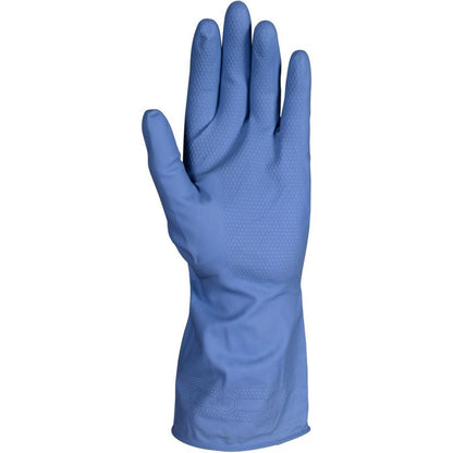A single yellow ENA Multipurpose Household Glove from Abena Re-Seller GmbH is depicted upright on a white background. The latex glove appears unused and is designed for versatile hand protection.