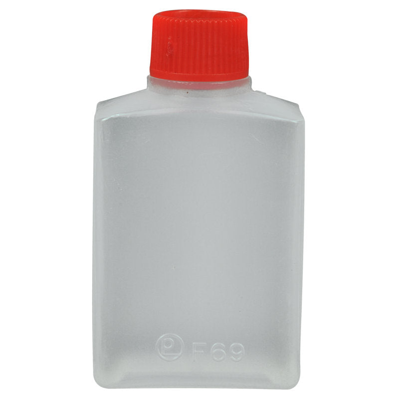 The soy container from Abena Re-Seller GmbH is a clear, rectangular plastic container with a red screw cap on a white background. It is ideal for environmentally friendly storage of soybeans and features a small embossed marking near the bottom.
