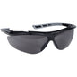 The Thor protective goggles Reflector, Dark (821016) from Abena Re-Seller GmbH is a pack of 12 black safety goggles with dark-tinted lenses and side ventilation - ideal eye protection for various environments.