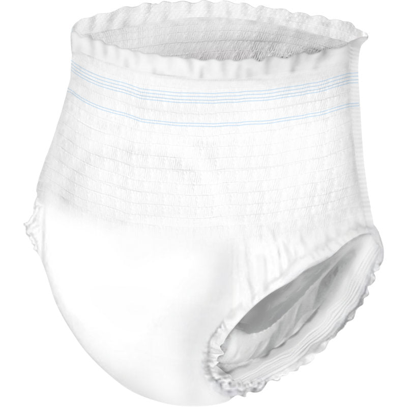 The ABENA Pants XS1, Premium | Package (24 pieces) by Abena Re-Seller GmbH is a disposable pant for adults with an elastic waistband and light blue lines, designed for optimal incontinence care. Pictured on a solid background.
