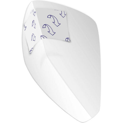 A white adhesive film in the shape of car mirrors, with a removable back and arrow symbols for easy removal - similar to the discreet protection of ABENA Man Zero, Premium from Abena Re-Seller GmbH (package with 24 pieces).