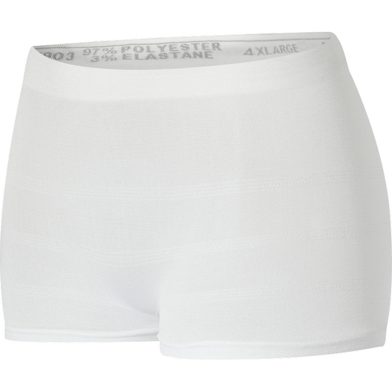 The Abena Re-Seller GmbH Fixation Pants ABENA Fix, Pants, Super are white, seamless, high-waisted mesh underwear (size XL) made of 97% polyester and 3% elastane, depicted on a plain white background.