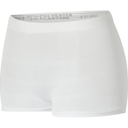 The Abena Re-Seller GmbH Fixation Pants ABENA Fix, Pants, Super are white, seamless, high-waisted mesh underwear (size XL) made of 97% polyester and 3% elastane, depicted on a plain white background.