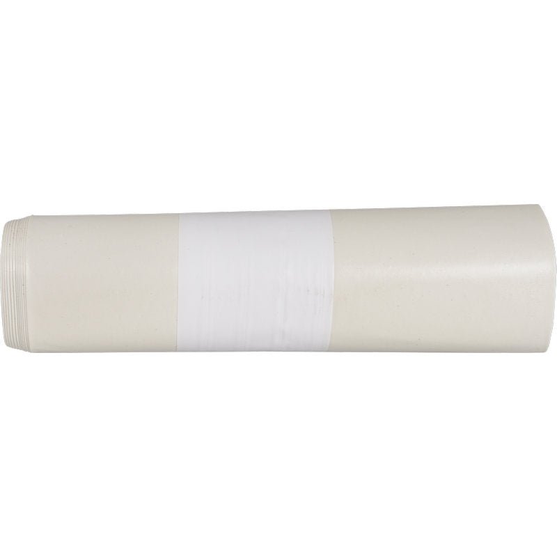 A roll of garbage bags for Sækko Boy 60, 55 my LDPE Recycled from Abena Re-Seller GmbH, with a white label, lies horizontally on a white surface - ideal as environmentally friendly trash bags.