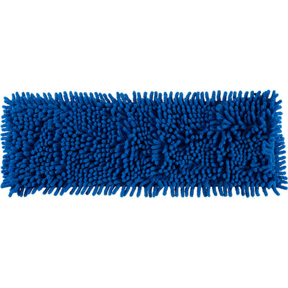 The Abena Re-Seller GmbH microfiber mop ENA Chenille is a rectangular blue mop with dense, textured microfiber strands for effective floor cleaning.