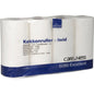 A package wrapped in plastic containing 4 white Abena Re-Seller GmbH kitchen rolls, 2-ply (22.5 cm x 17.85 m), labeled with "Køkkenruller - hvid" with translations and marked as highly absorbent. Product: 6080 Excellent.
