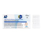 The Altruan DeepBlue Combo 5in1 Antigen Rapid Test (1 piece) tests for SARS-CoV-2, Influenza A+B, RSV & Adenovirus. The package includes product information and transparent test strips with sample wells for easy reading of results.