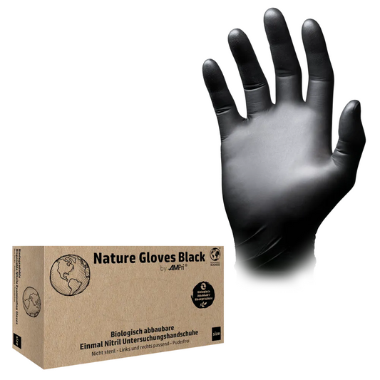 Ampri Nature Gloves Black Nitrile gloves biodegradable, black | Box (100 pieces)