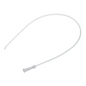 The image shows a B. Braun suction catheter type "Standard", Ch. 18, 52 cm, made of medical PVC for urinary use, with a flexible tube with a tapered end and connector, coiled to highlight its length and flexibility.